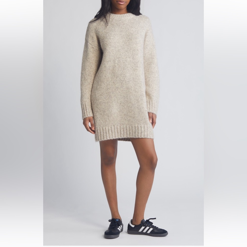 Top Shop Oversized Sweater Dress Large Stone Color